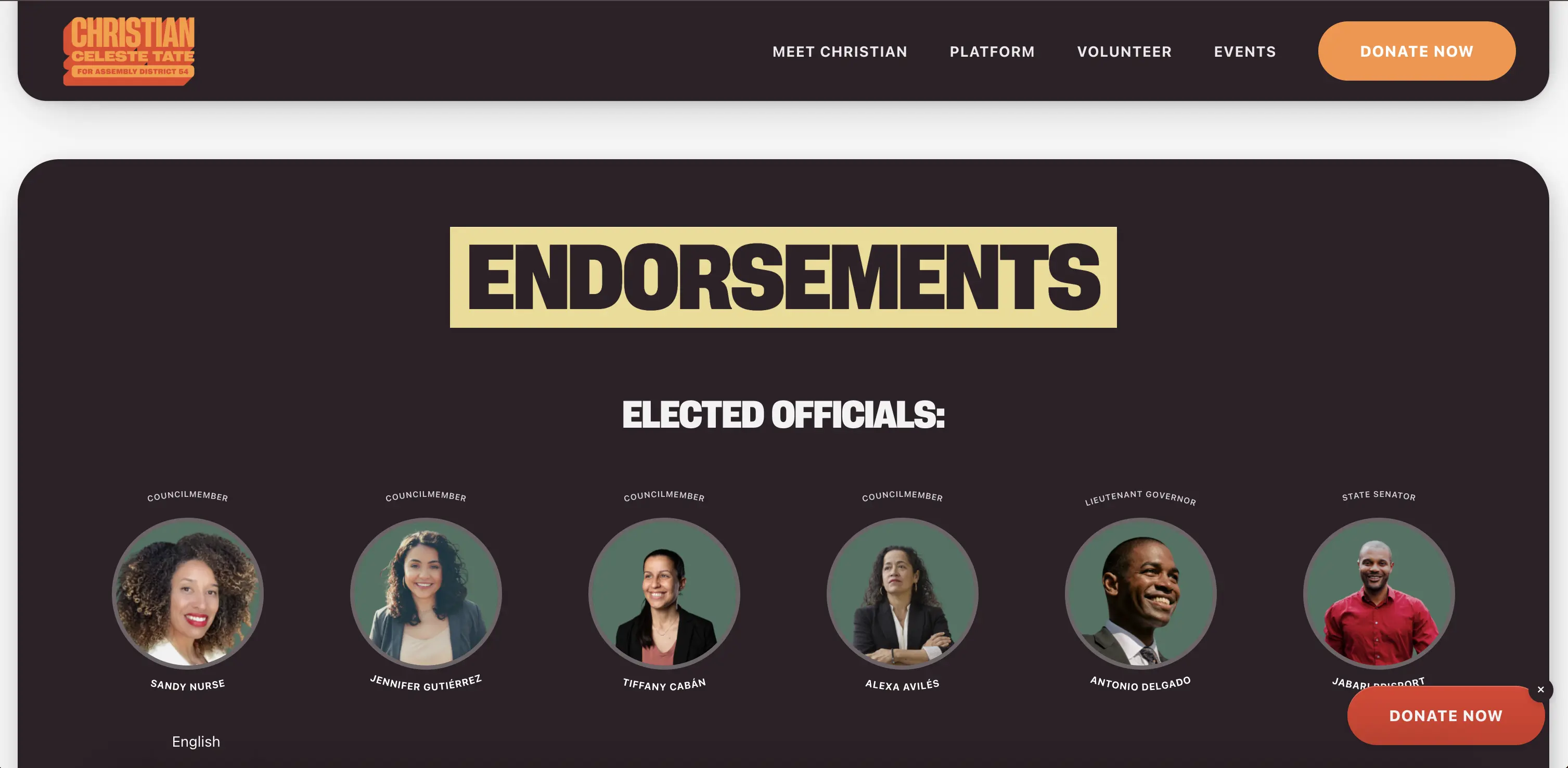 CCT new site – endorsements section on homepage