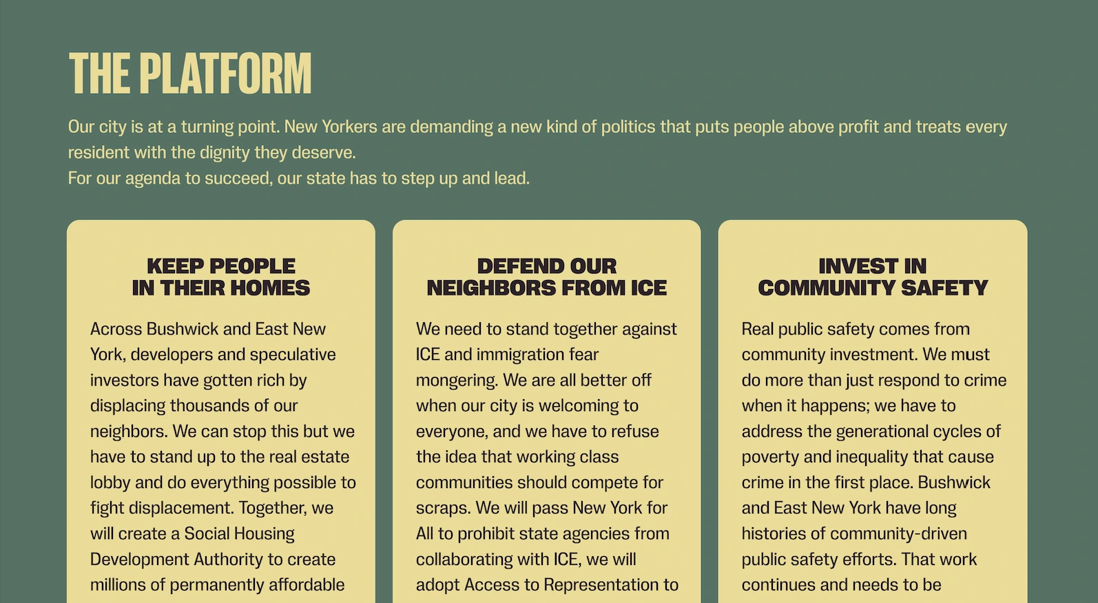 CCT campaign site – original platform section