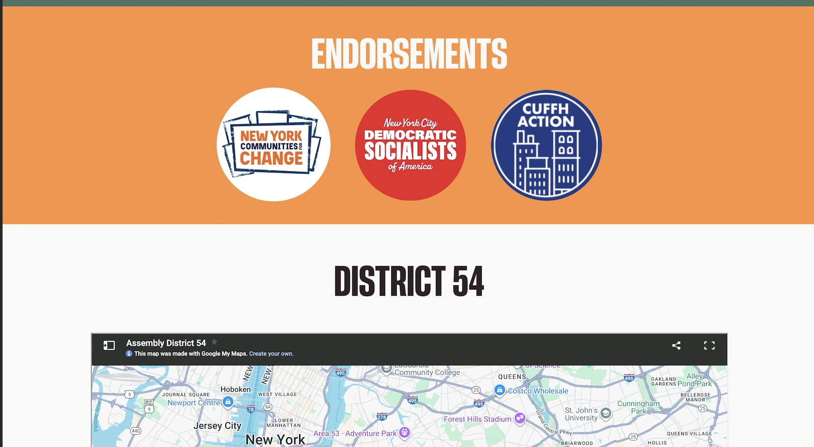 CCT campaign site – original endorsements section