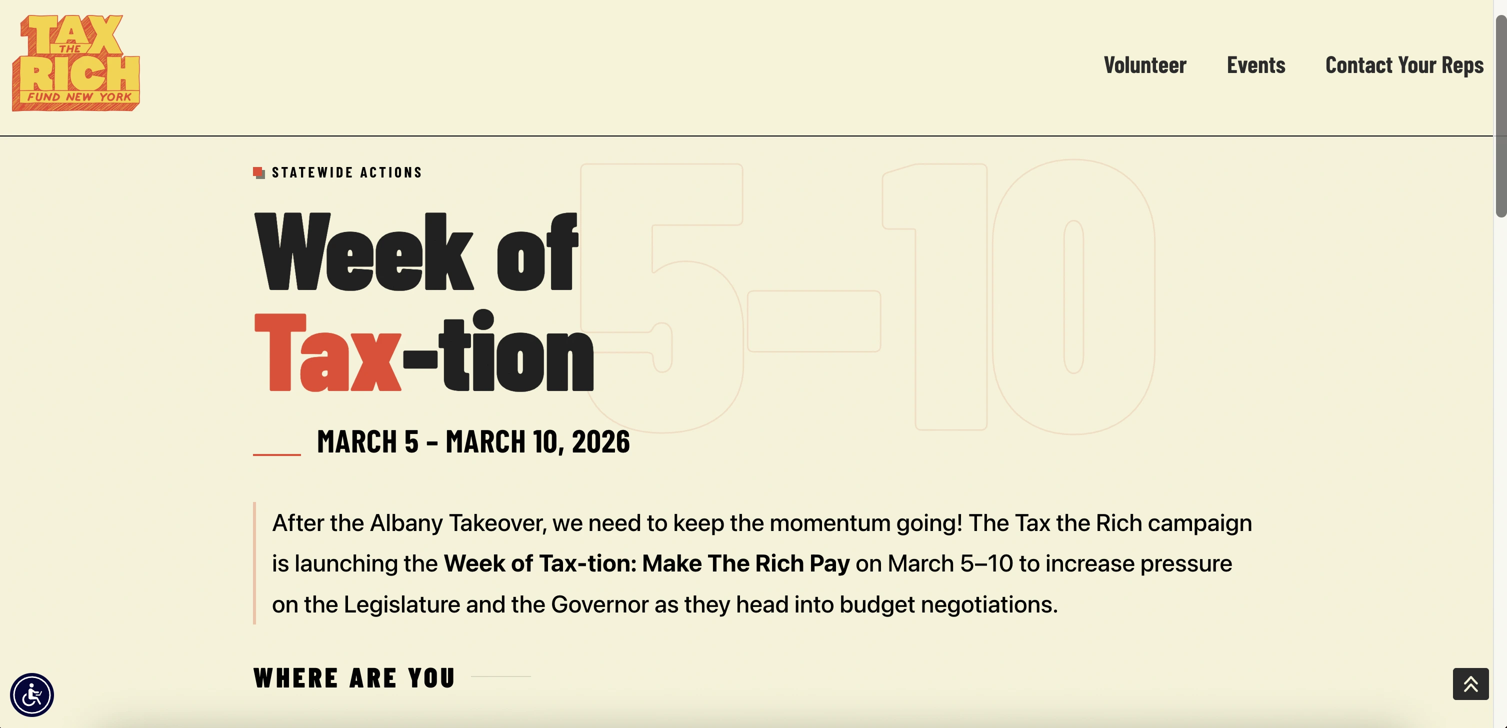 Tax The Rich NY – events hero section